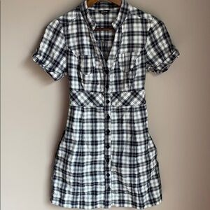Guess Short Sleeve Plaid Shirt Dress SZ M